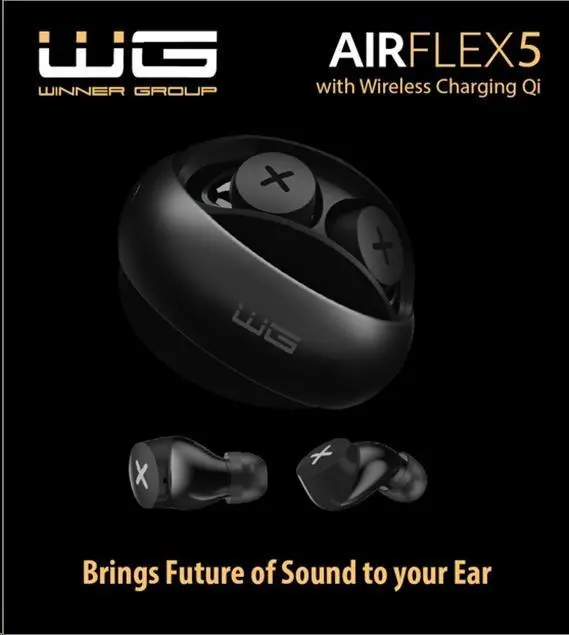 WG - Bluetooth sluchátka WG AirFlex 5, ENC, podpora Qi, černá