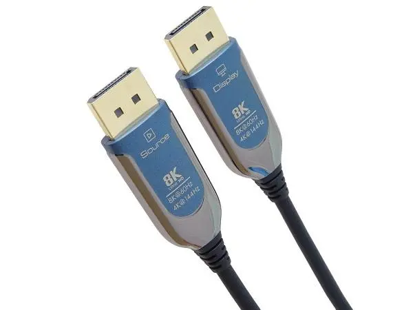 PremiumCord 8K Optický DisplayPort 1.4 přípojný kabel M/M, zlacené konekt. 50m