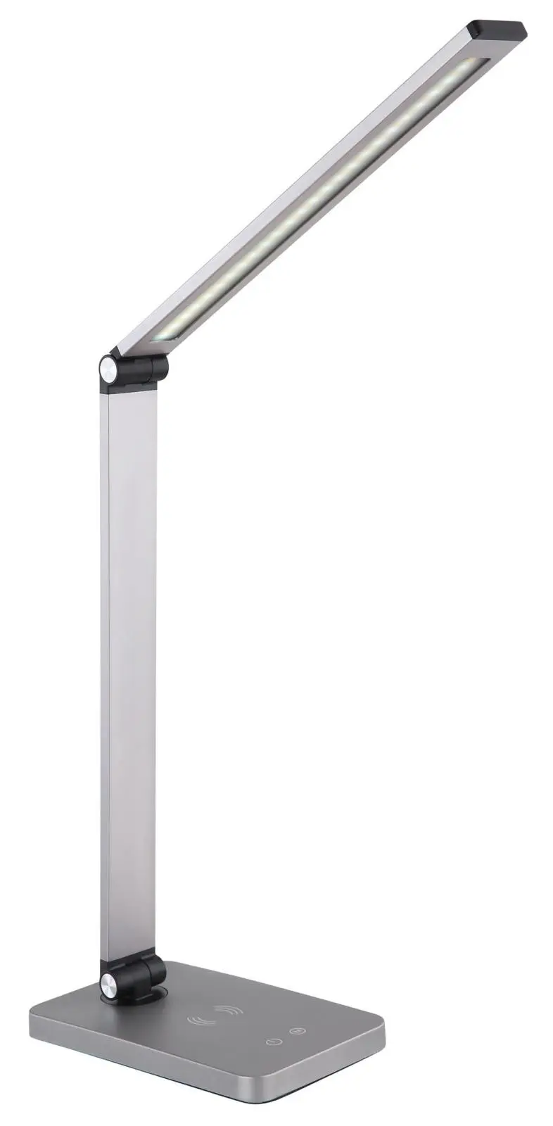 Platinet PDL888S stolní LED lampa 10W stmívatelná, bezdrátové nabíjení, USB port, stříbrná