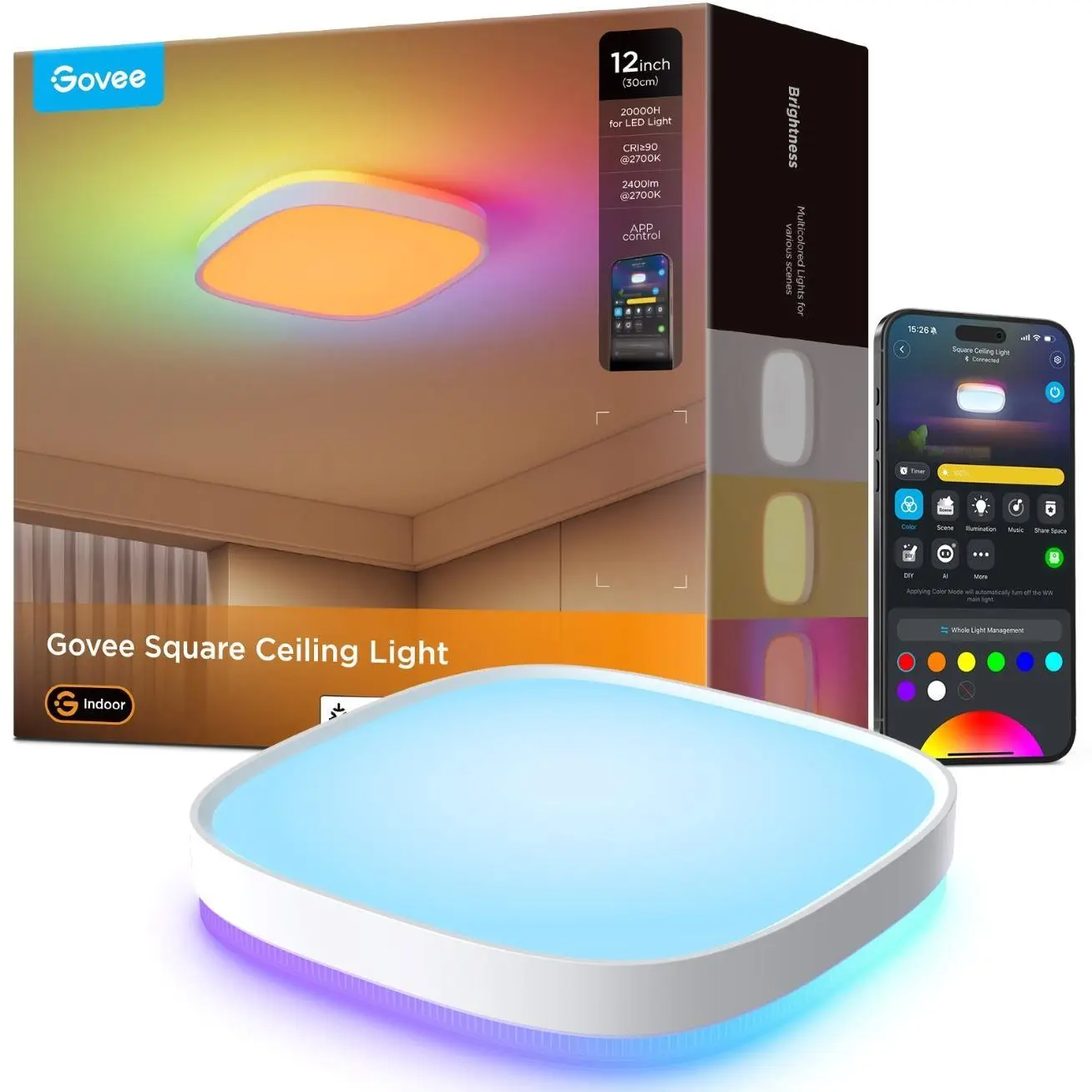 Govee RGBICWW Smart kulaté stropní světlo 2400lm 30cm Matter