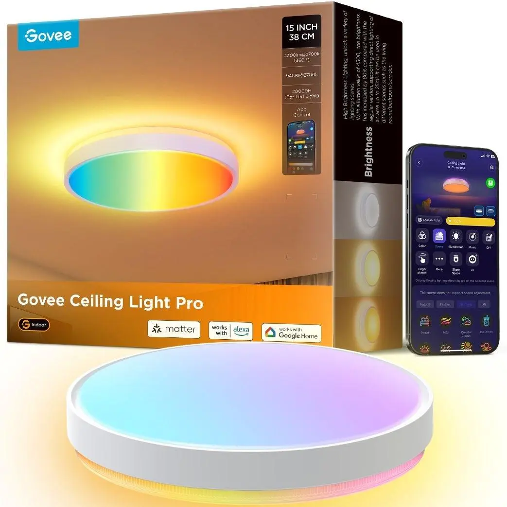 Govee RGBICWW Smart kulaté stropní světlo 4300lm 38cm Matter