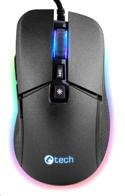 C-TECH Dawn/Herní/Optická/Pro praváky/6 400 DPI/Drátová USB/Černá