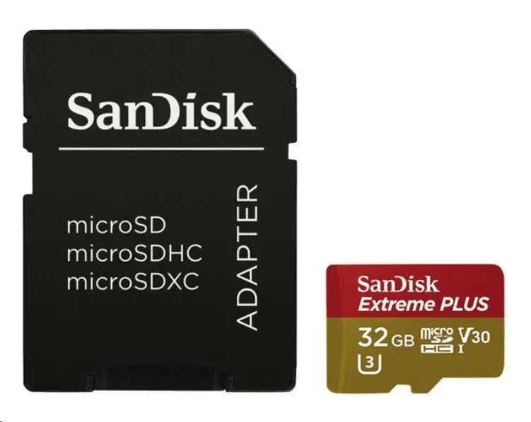 SanDisk Extreme Plus micro SDHC 32 GB 95 MB/s A1 Class 10 UHS-I V30, adapter NÁHRADA ZA 173366