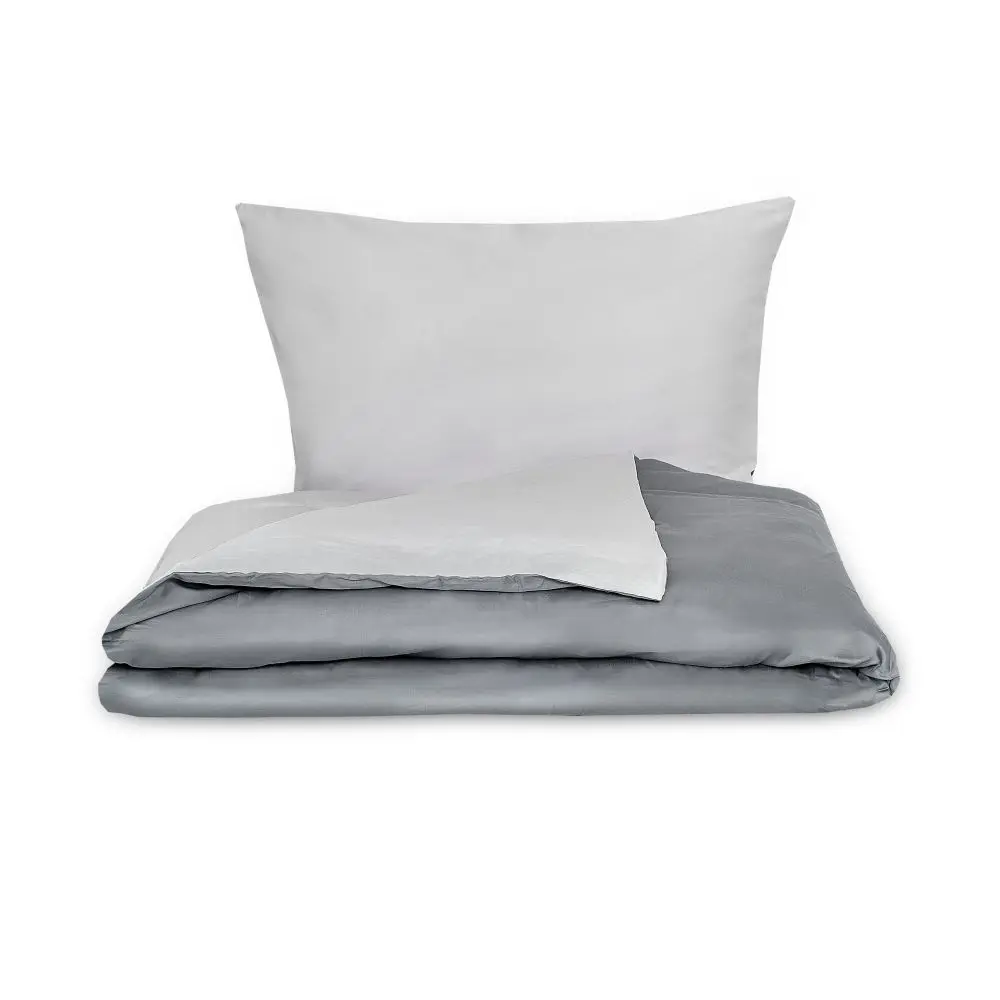 TP Saténové prodloužené povlečení LUXURY COLLECTION 140x220+70x90cm tmavě šedé / světle šedé