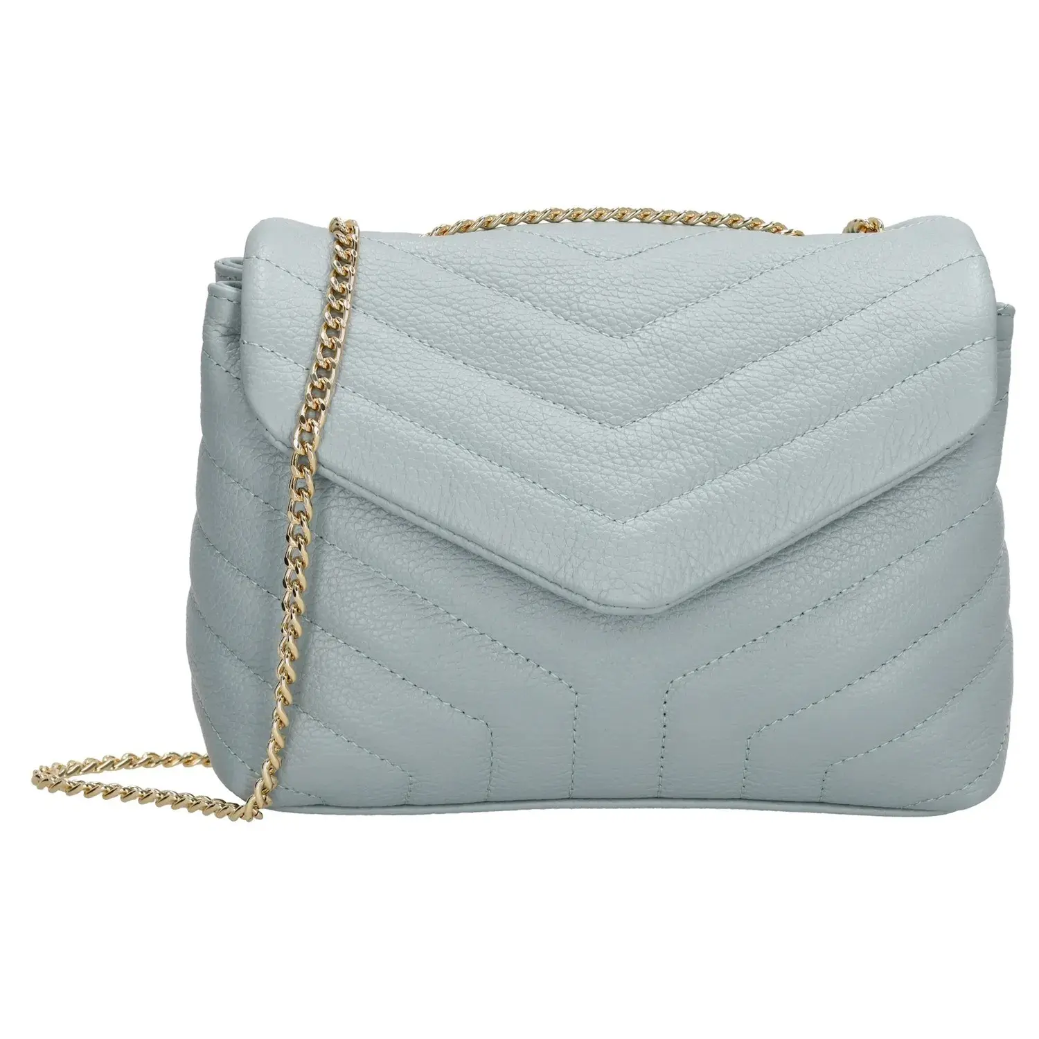 Světle modrá luxusní kožená crossbody kabelka “Eminence“