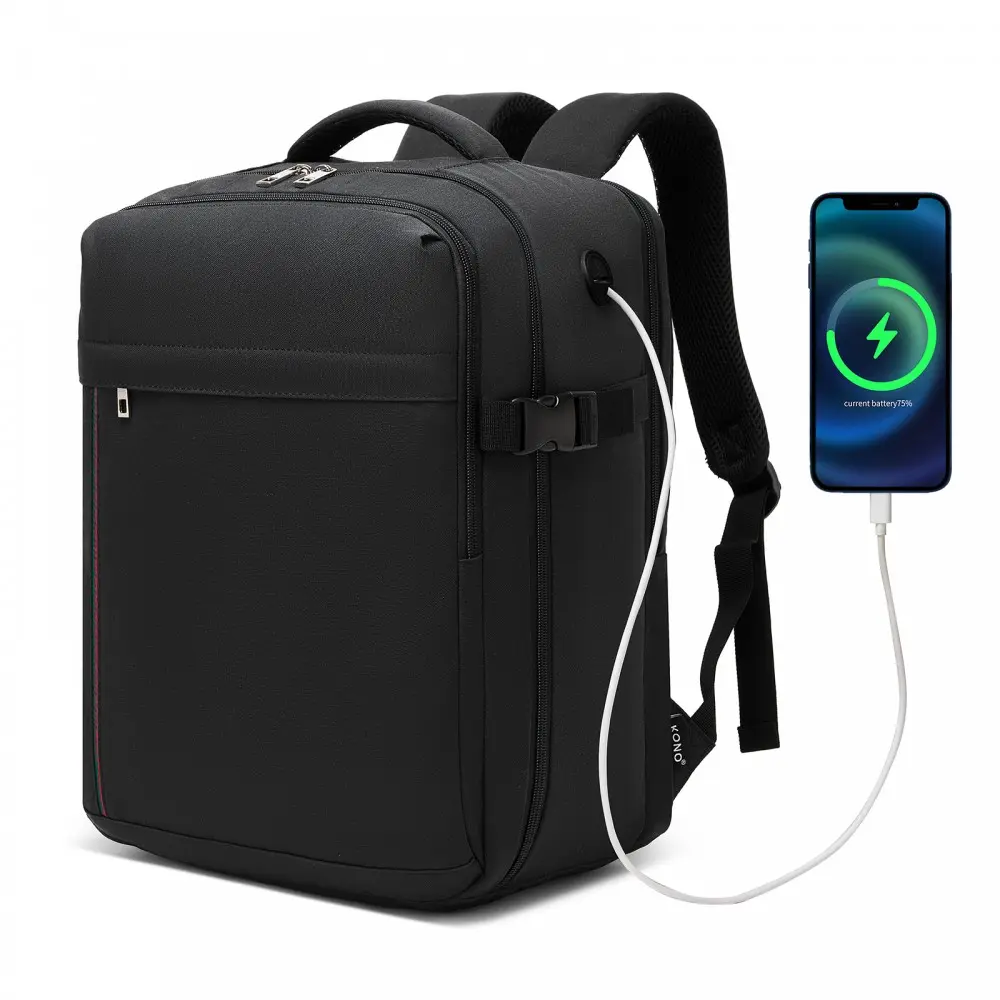 Černý lehký batoh do letadla s USB otvorem “Travelstar“ - vel. M