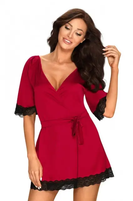 Elegantní župan Sensuelia peignoir red - Obsessive červená