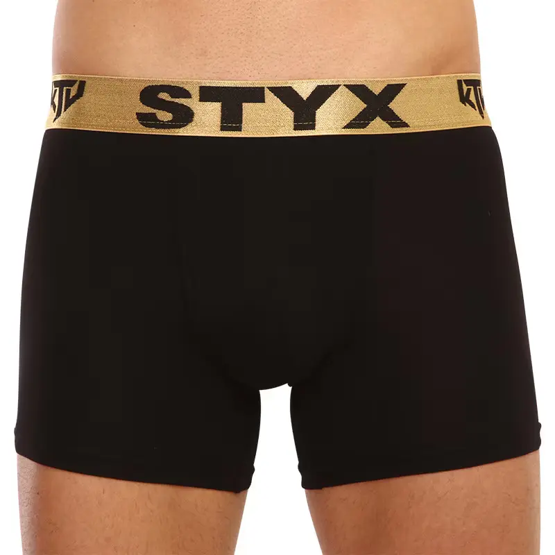 Pánské boxerky Styx / KTV long sportovní guma černé - zlatá guma (UTZ960) XL, trenky / trenýrky