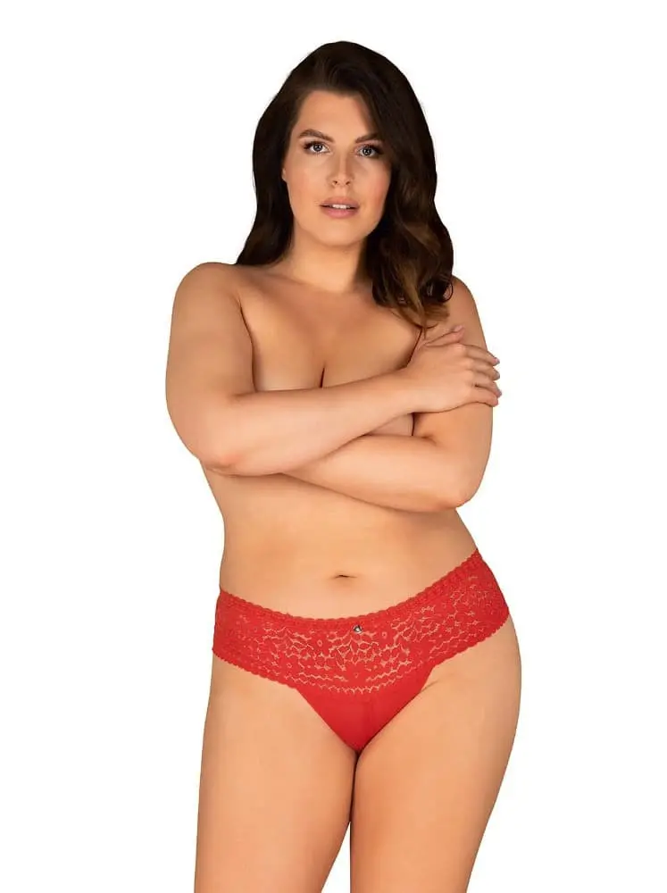 Dámské kalhotky Obsessive nadrozměr červené (Blossmina panties)