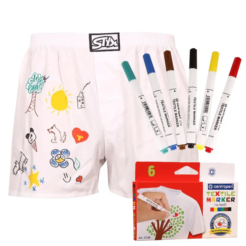 Pánské trenky Styx klasická guma bílé + fixy na textil (AF1061)