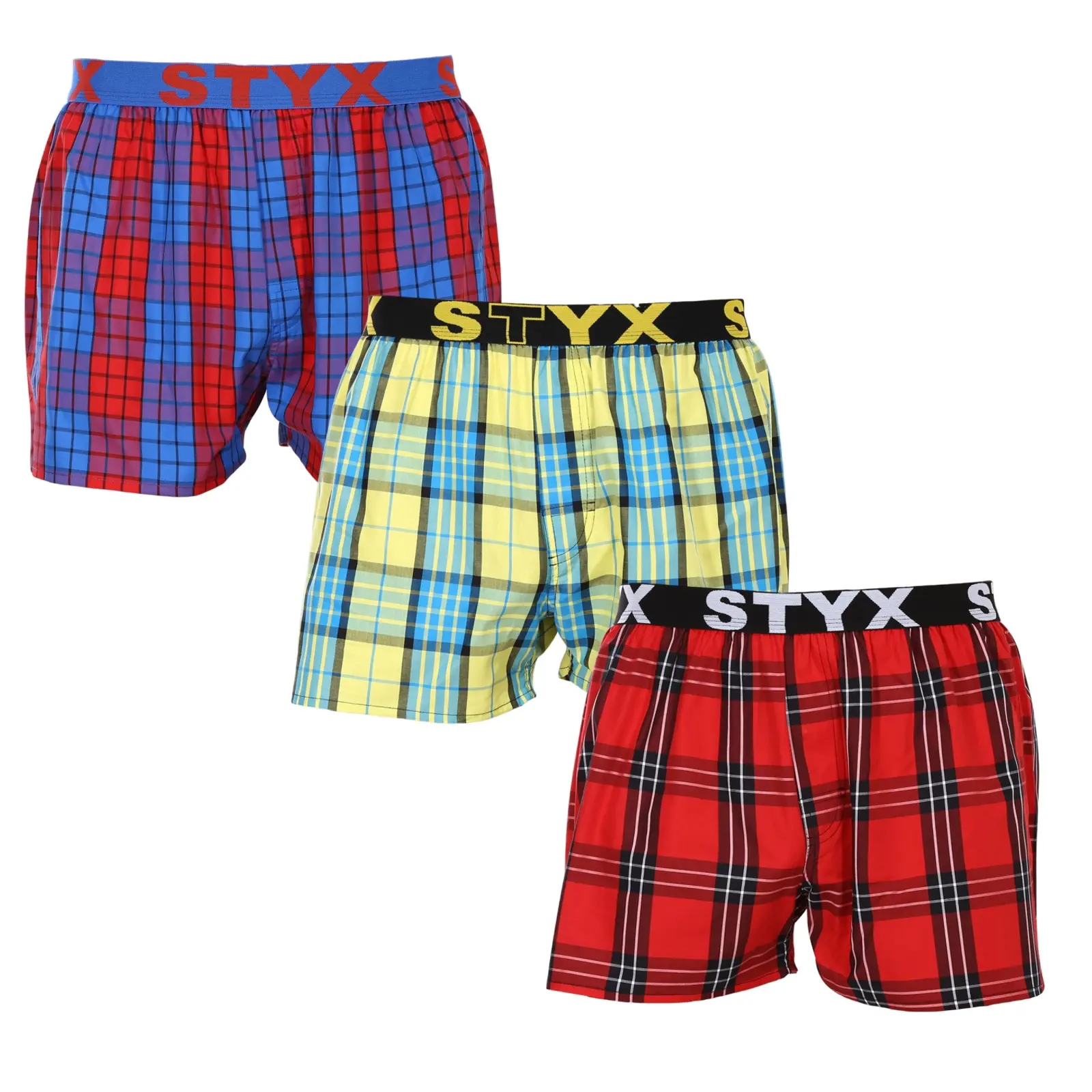 3PACK pánské trenky Styx sportovní guma vícebarevné (3B10123)