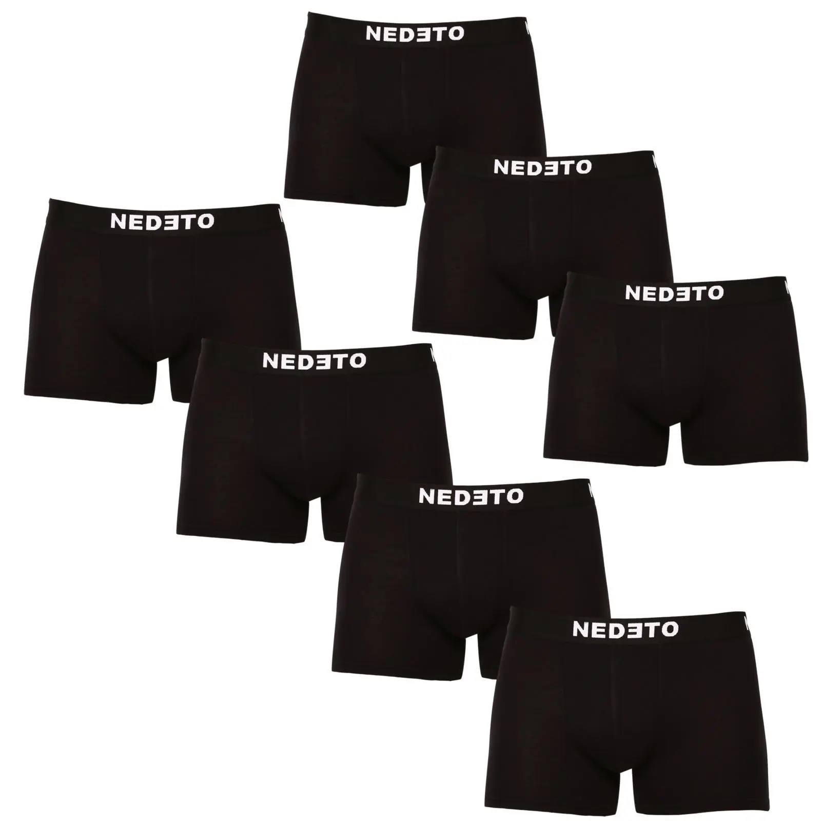 7PACK (5+2 zdarma) pánské boxerky Nedeto černé (7NDTB001-brand)