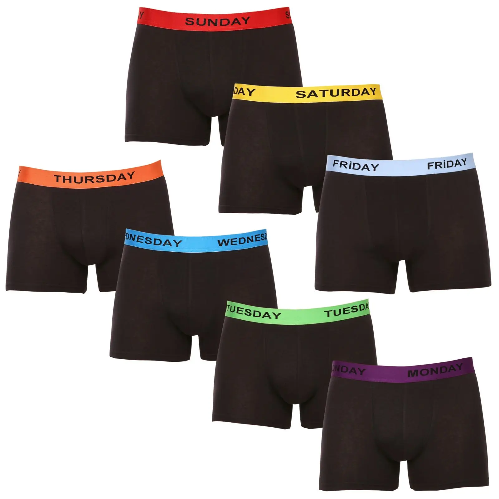 7PACK pánské boxerky Nedeto černé (7NDTB001-week)