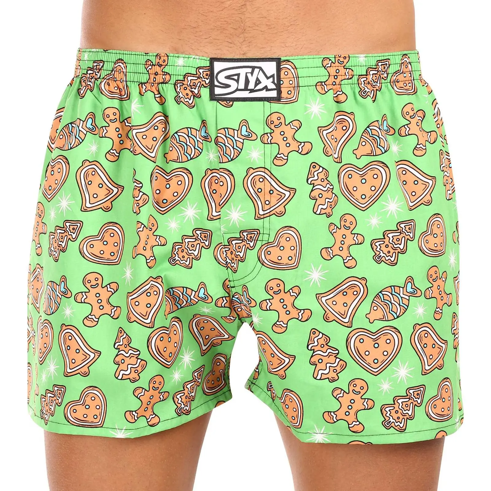 Pánské trenky Styx art klasická guma nadrozměr Vánoce perníčky (E1753) 5XL, trenýrky