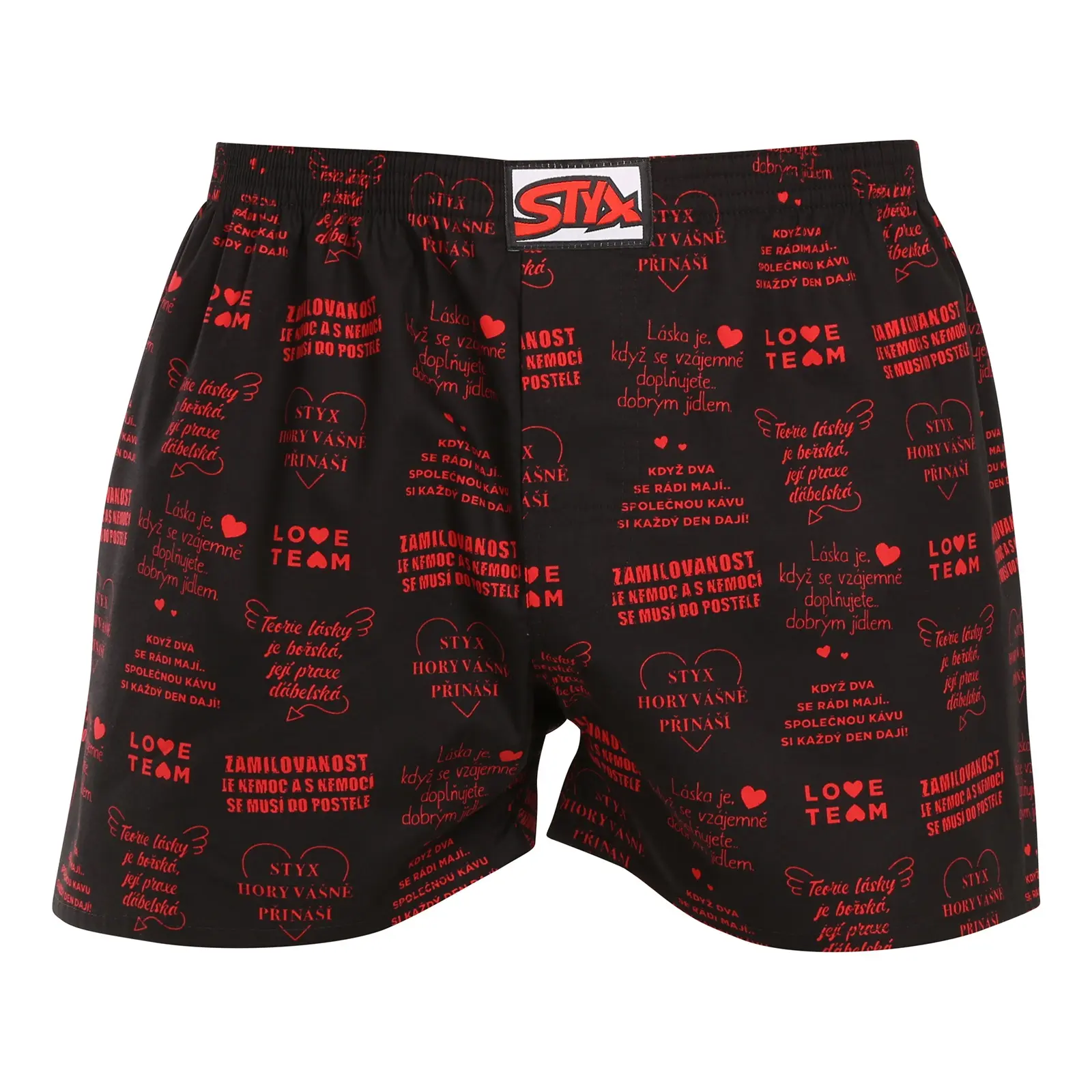 Pánské trenky Styx art klasická guma Valentýn texty (A1757) S, trenýrky