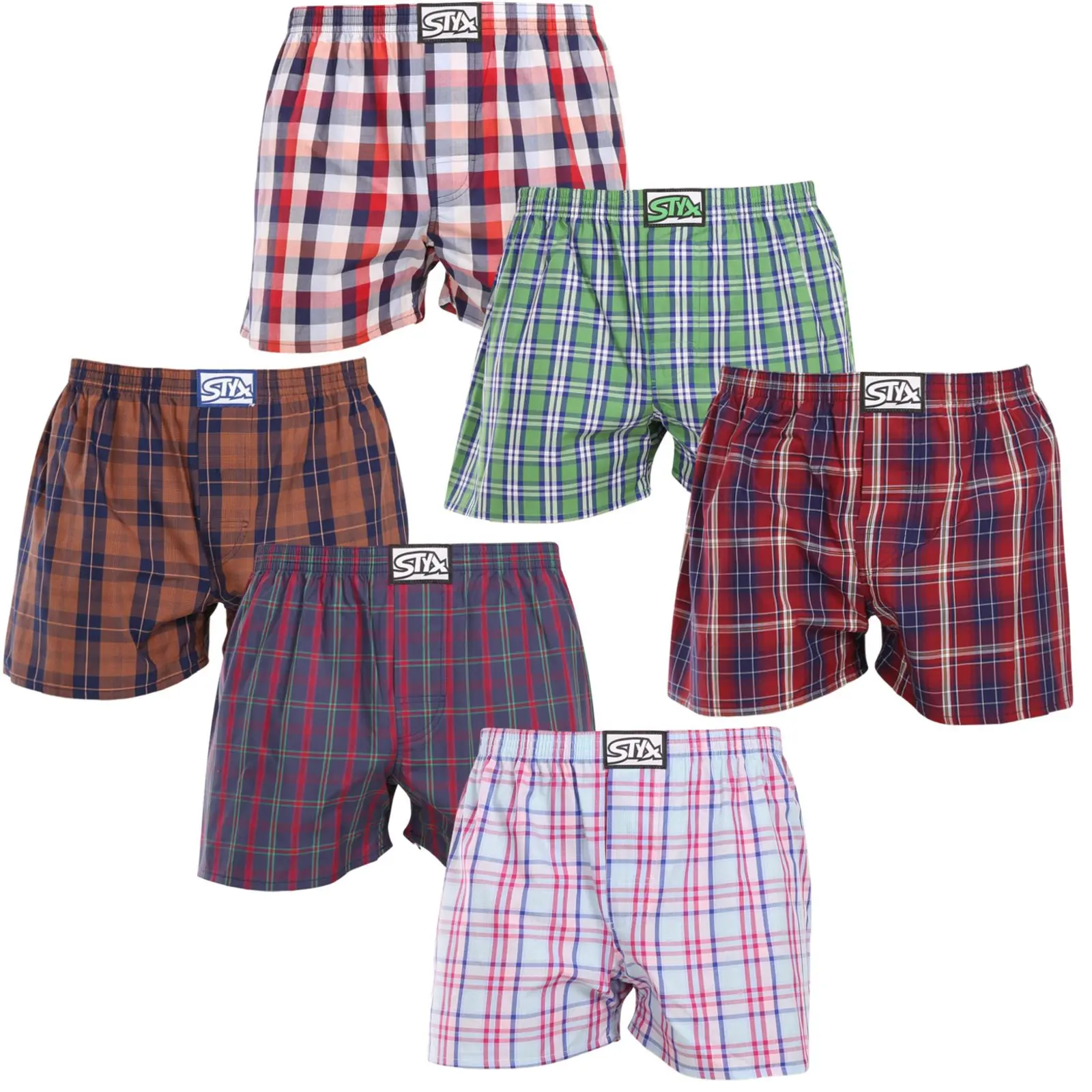 6PACK pánské trenky Styx klasická guma vícebarevné (6A20246836) M, trenýrky