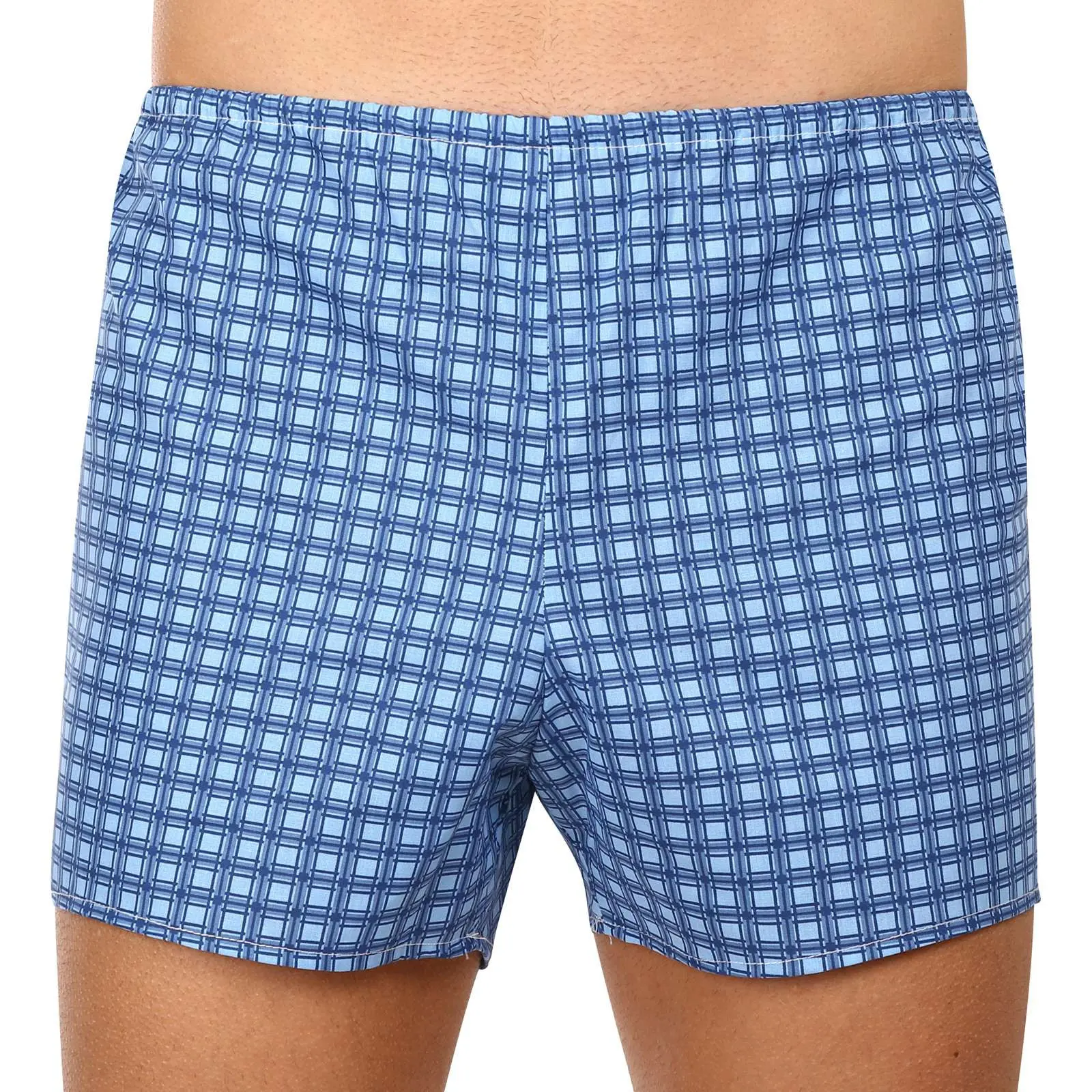 Klasické pánské trenky Foltýn modré kostky extra nadrozměr (KN78) 10XL, trenýrky