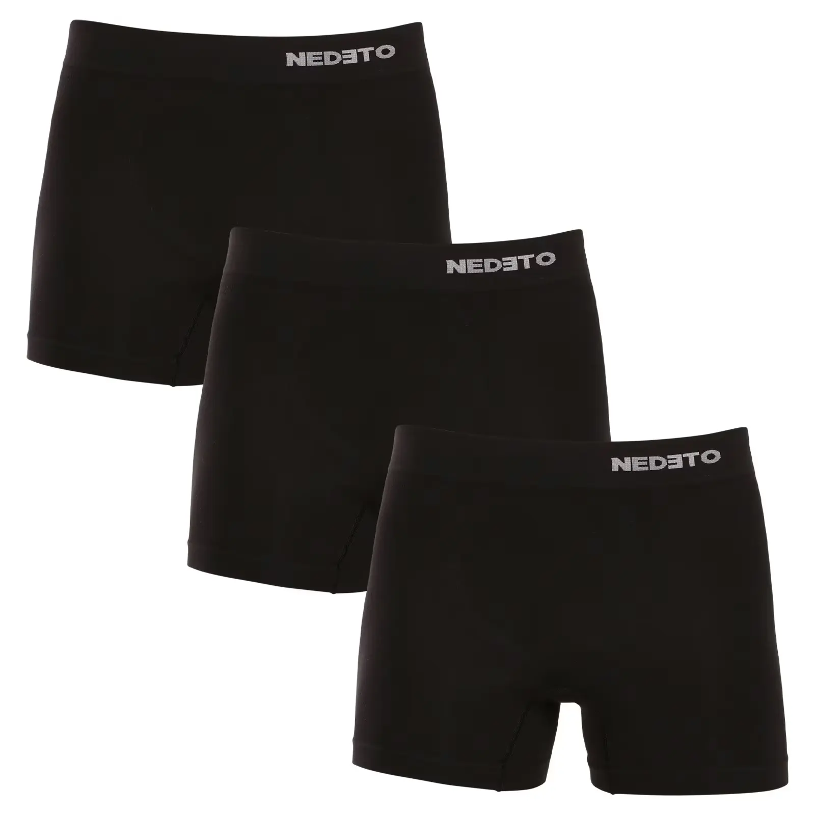 3PACK pánské boxerky Nedeto bezešvé bambusové černé (3NDTB001S) XXL, trenky / trenýrky