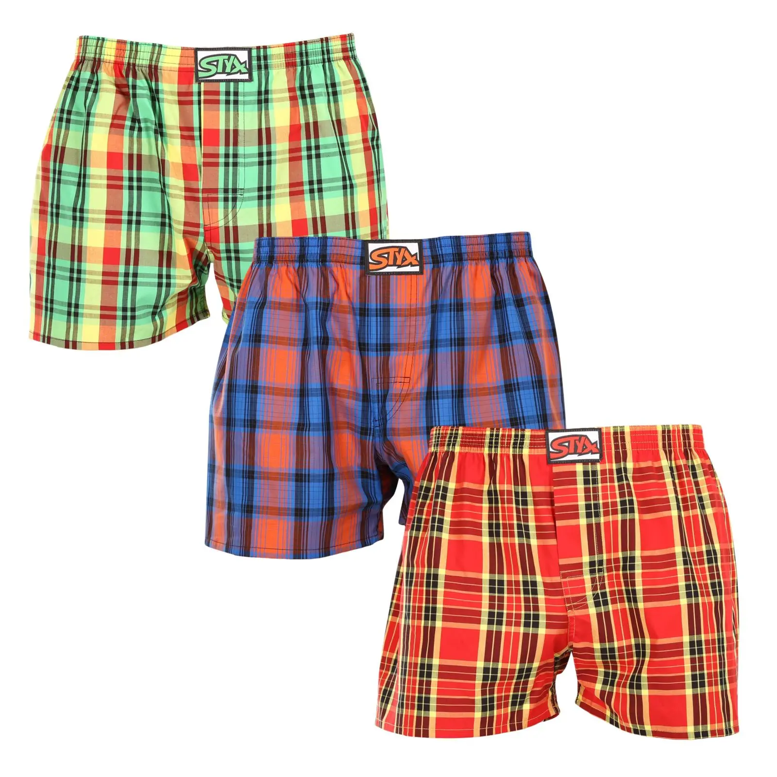 3PACK pánské trenky Styx klasická guma vícebarevné (3A100618)