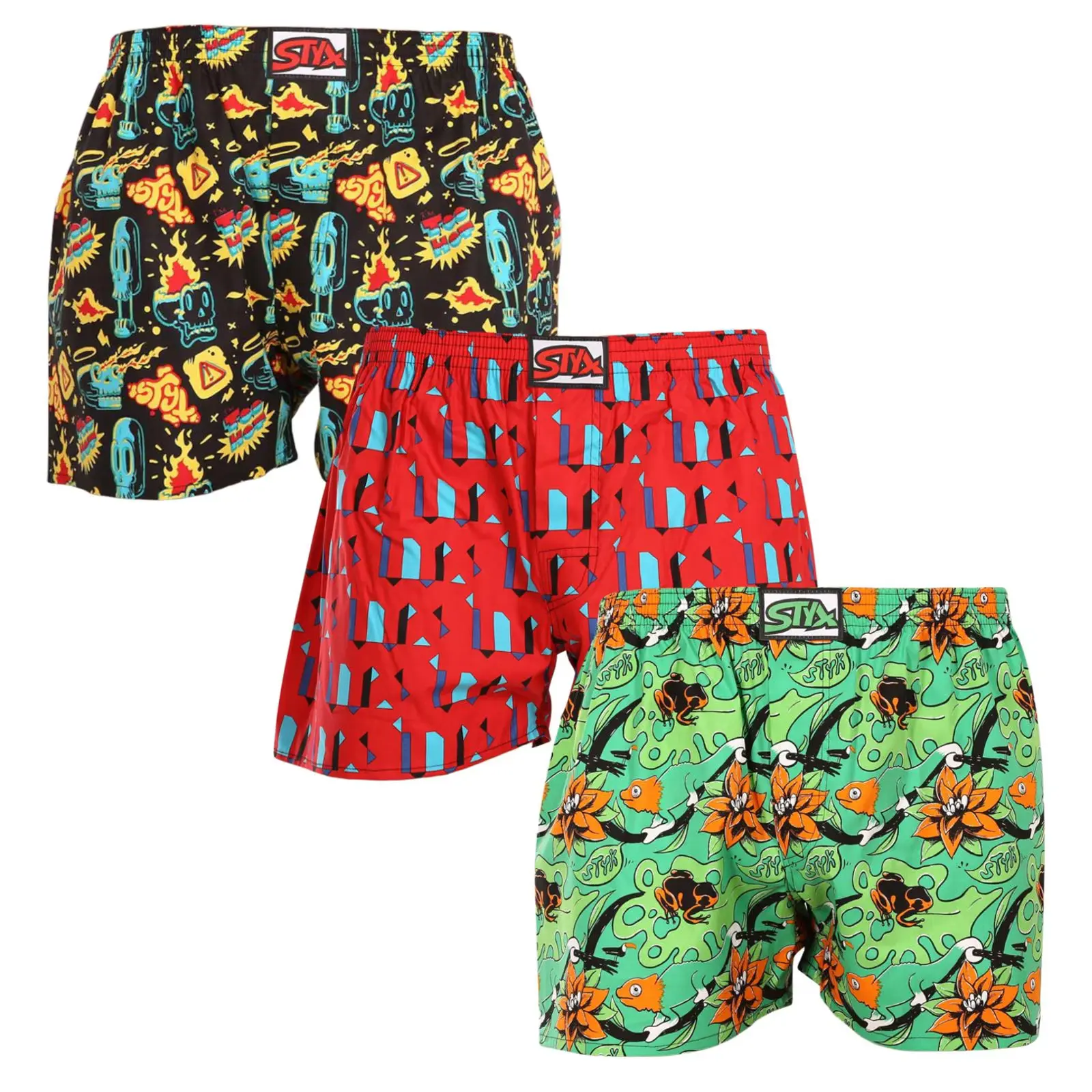 3PACK pánské trenky Styx art klasická guma vícebarevné (3A14879) M, trenýrky