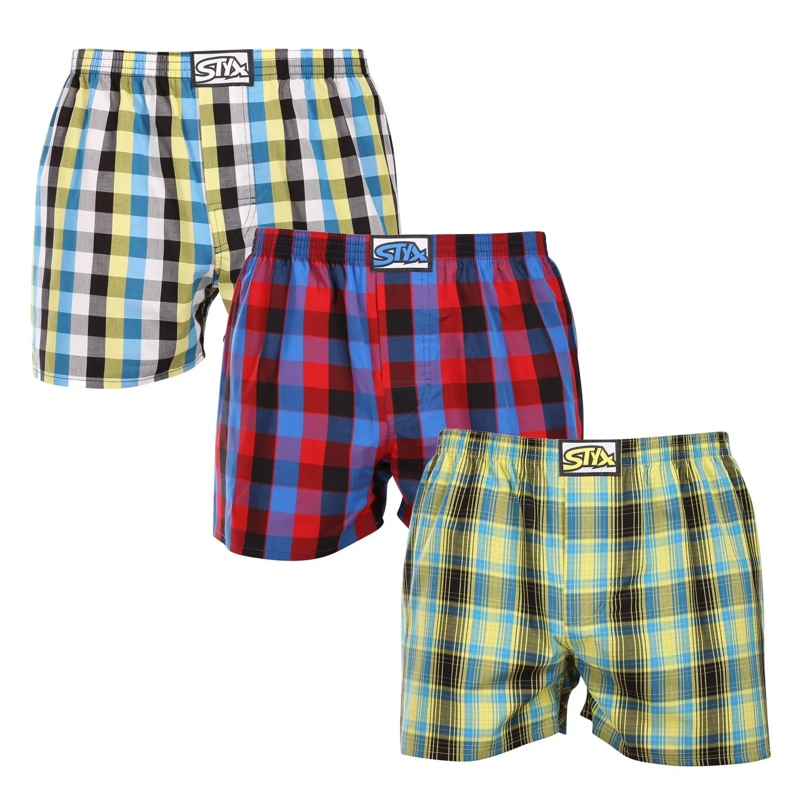 3PACK pánské trenky Styx klasická guma vícebarevné (3A102127) L, trenýrky