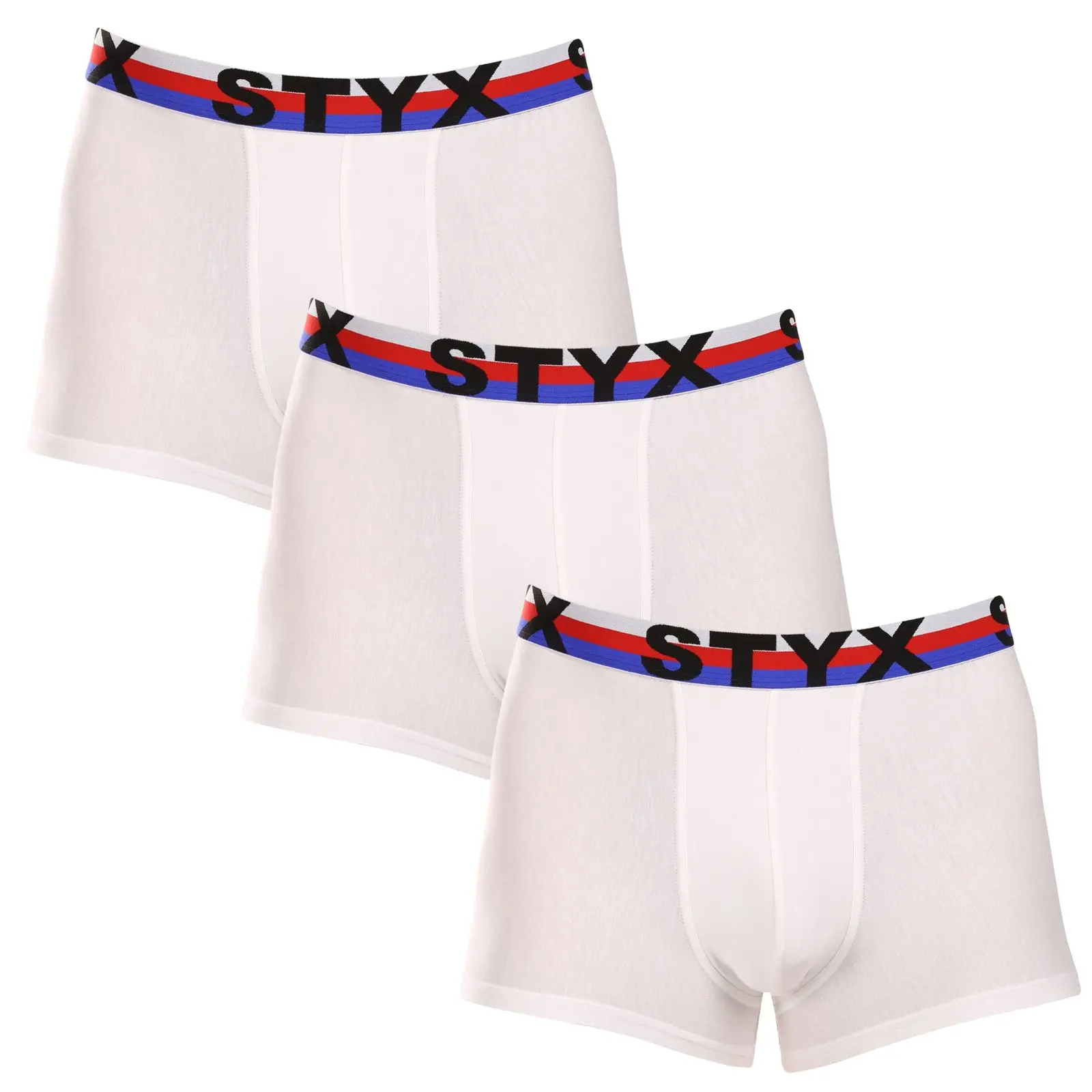 3PACK pánské boxerky Styx sportovní guma bílé trikolóra (3G2061) L, trenky / trenýrky
