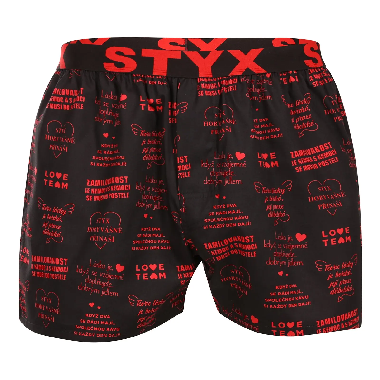 Pánské trenky Styx art sportovní guma Valentýn texty (B1757) L, trenýrky