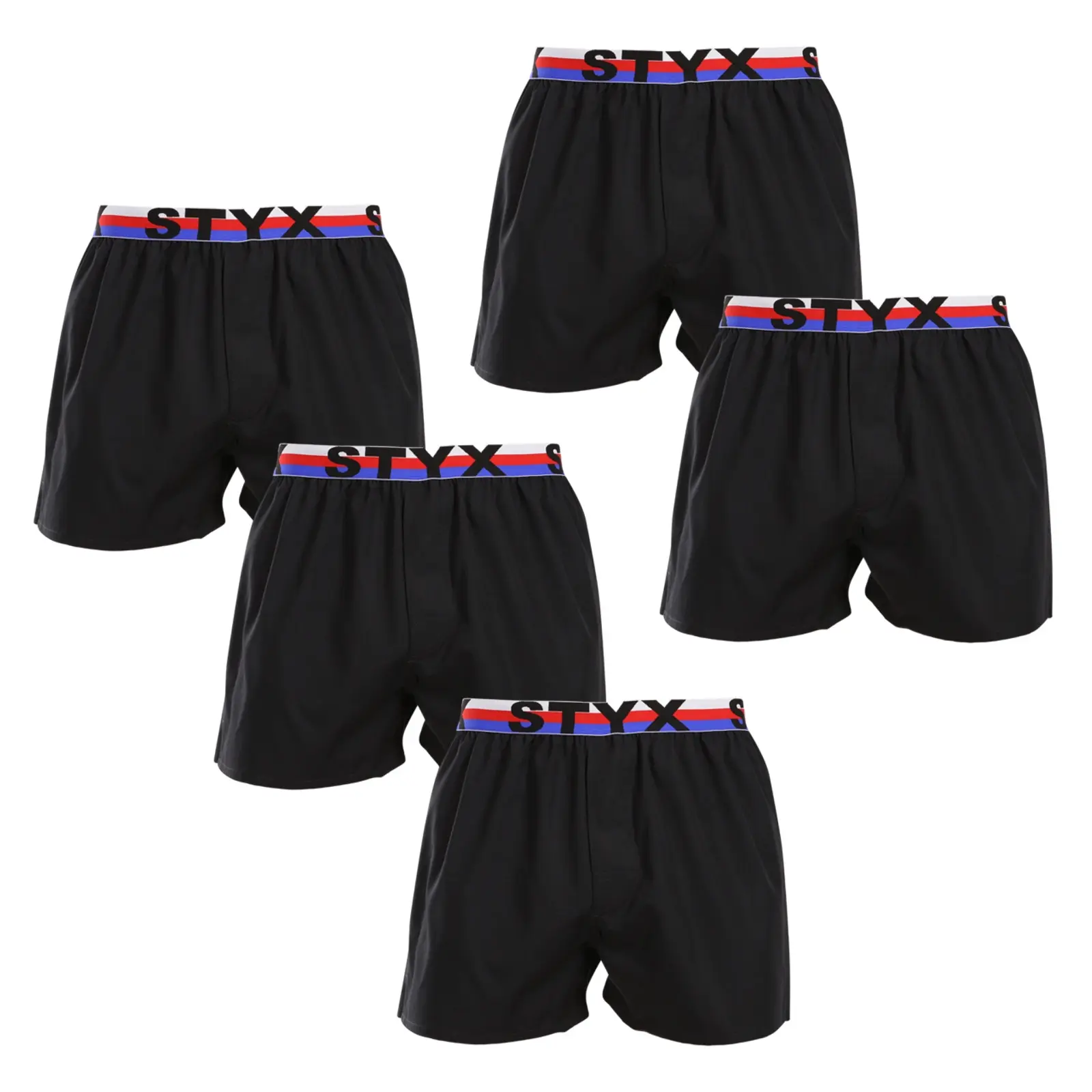 5PACK pánské trenky Styx sportovní guma černé trikolóra (5B1960) M, trenýrky