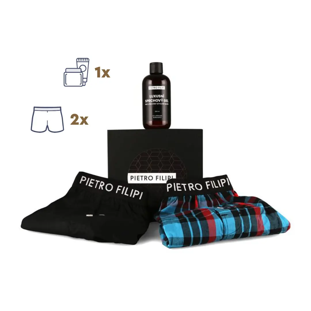 Pánská dárková sada 2PACK trenky a sprchový gel Pietro Filipi (3PGP1) XL, trenýrky