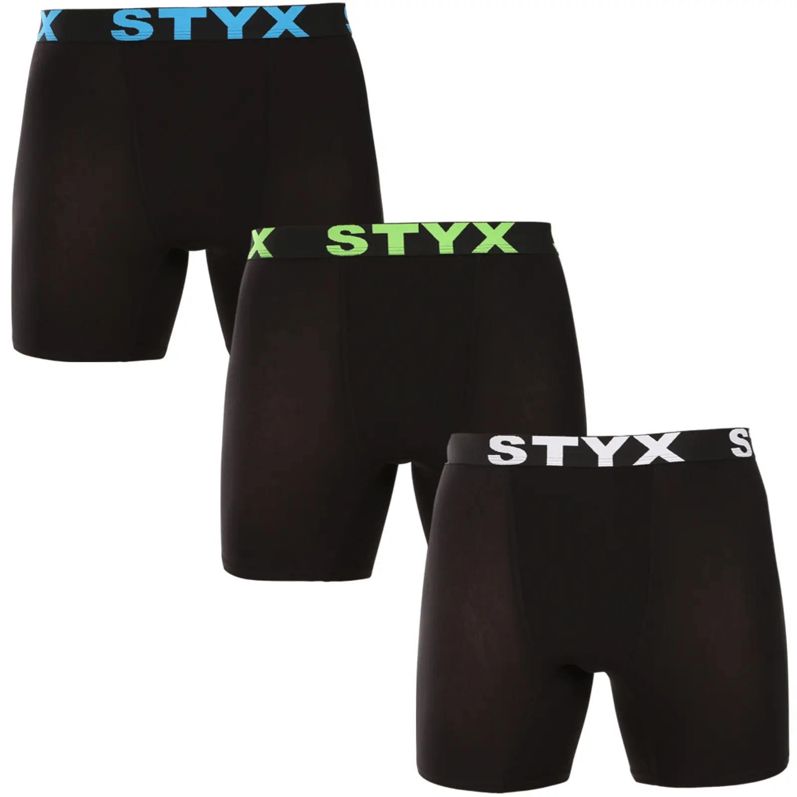 3PACK pánské boxerky Styx long sportovní guma černé (3UN9601)