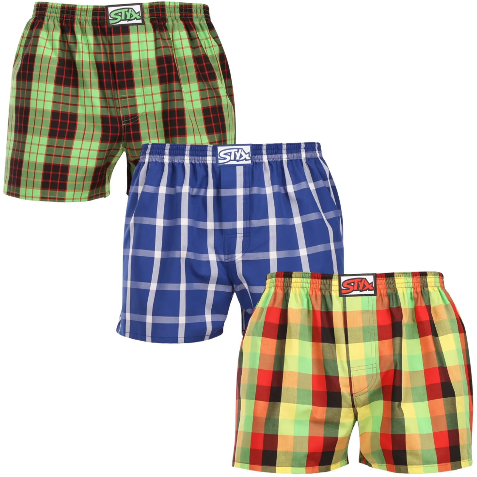 3PACK pánské trenky Styx klasická guma vícebarevné (3A110406)