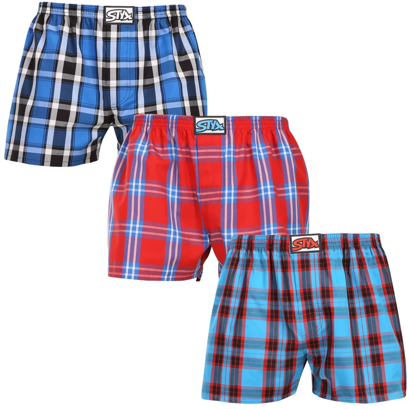 3PACK pánské trenky Styx klasická guma vícebarevné (3A110810)