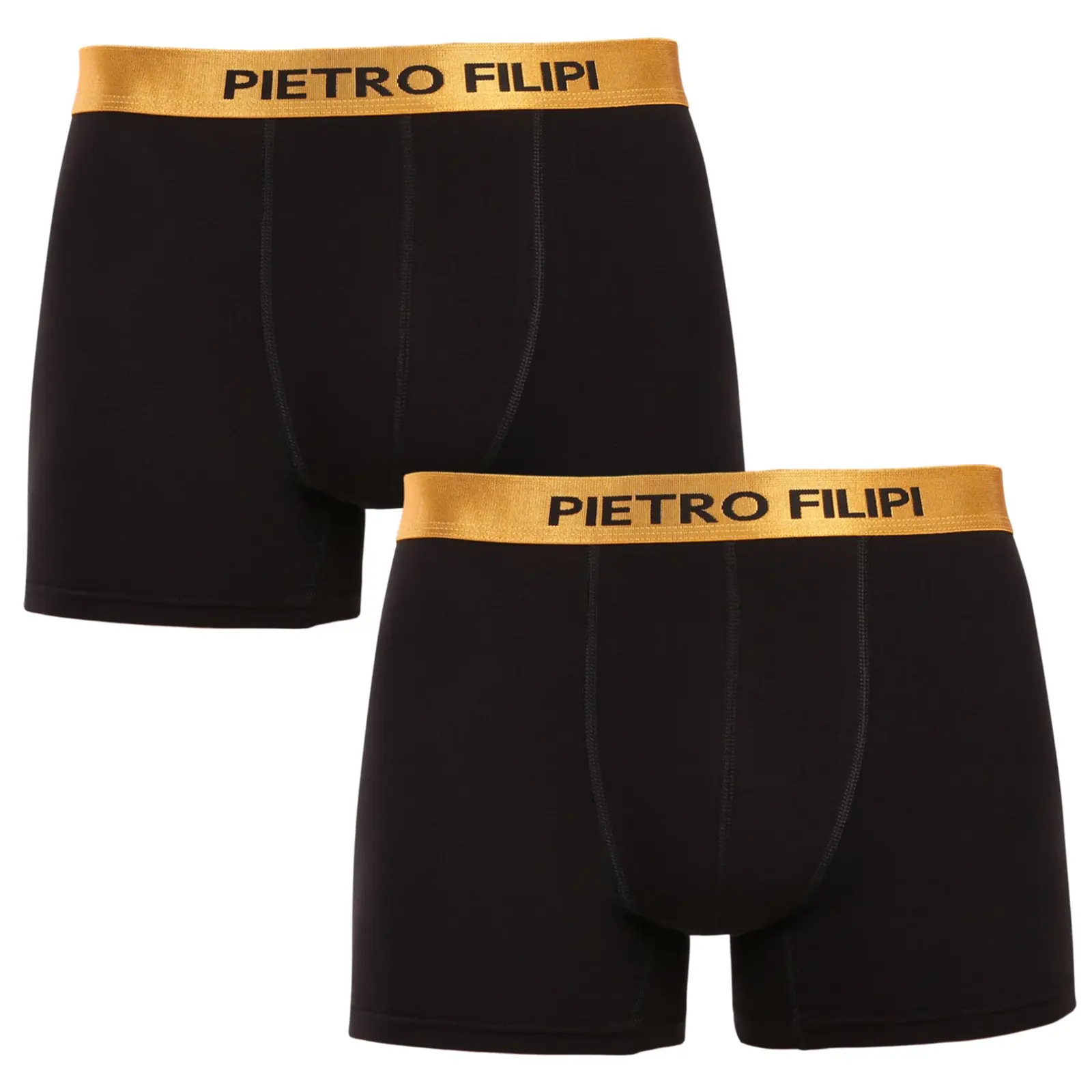 2PACK pánské boxerky Pietro Filipi černé Metalic gold (2PBMS1)