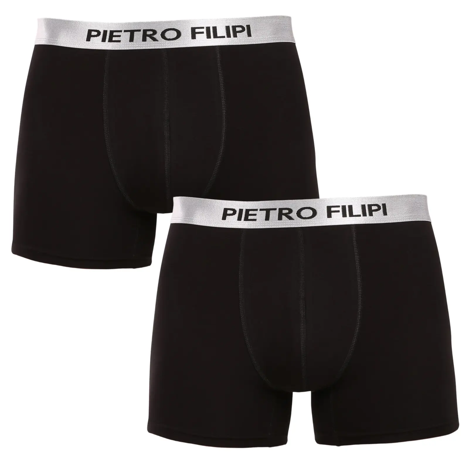 2PACK pánské boxerky Pietro Filipi černé Metalic silver (2PBMS2)