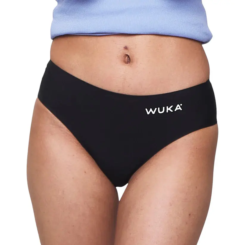 Dívčí menstruační kalhotky Wuka Stretch Bikini Brief Super Heavy bezešvé černé (WSBBSH)