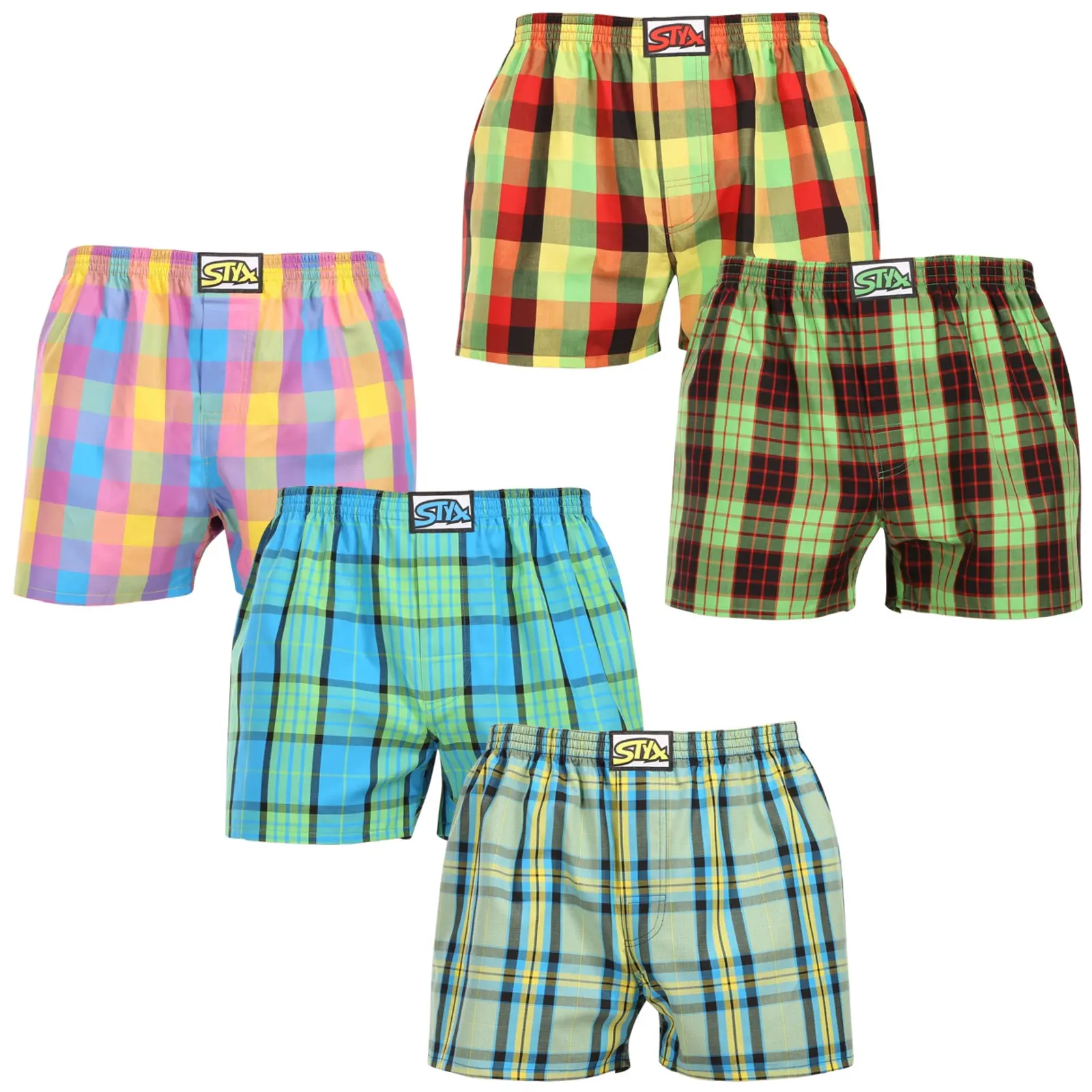 5PACK pánské trenky Styx klasická guma nadrozměr vícebarevné (5E110105)