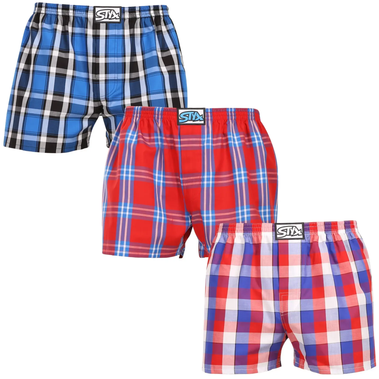 3PACK pánské trenky Styx klasická guma nadrozměr vícebarevné (3E110709) 3XL, trenýrky