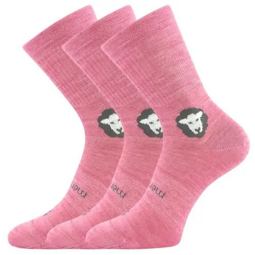 VOXX Ponožky dětské anatomicky tvarované BAREFOOTIK MERINO se stříbrem RŮŽOVÉ (3 páry)