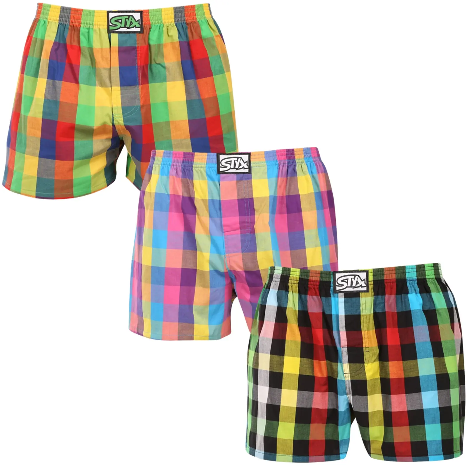 3PACK pánské trenky Styx klasická guma nadrozměr vícebarevné (3E010406)