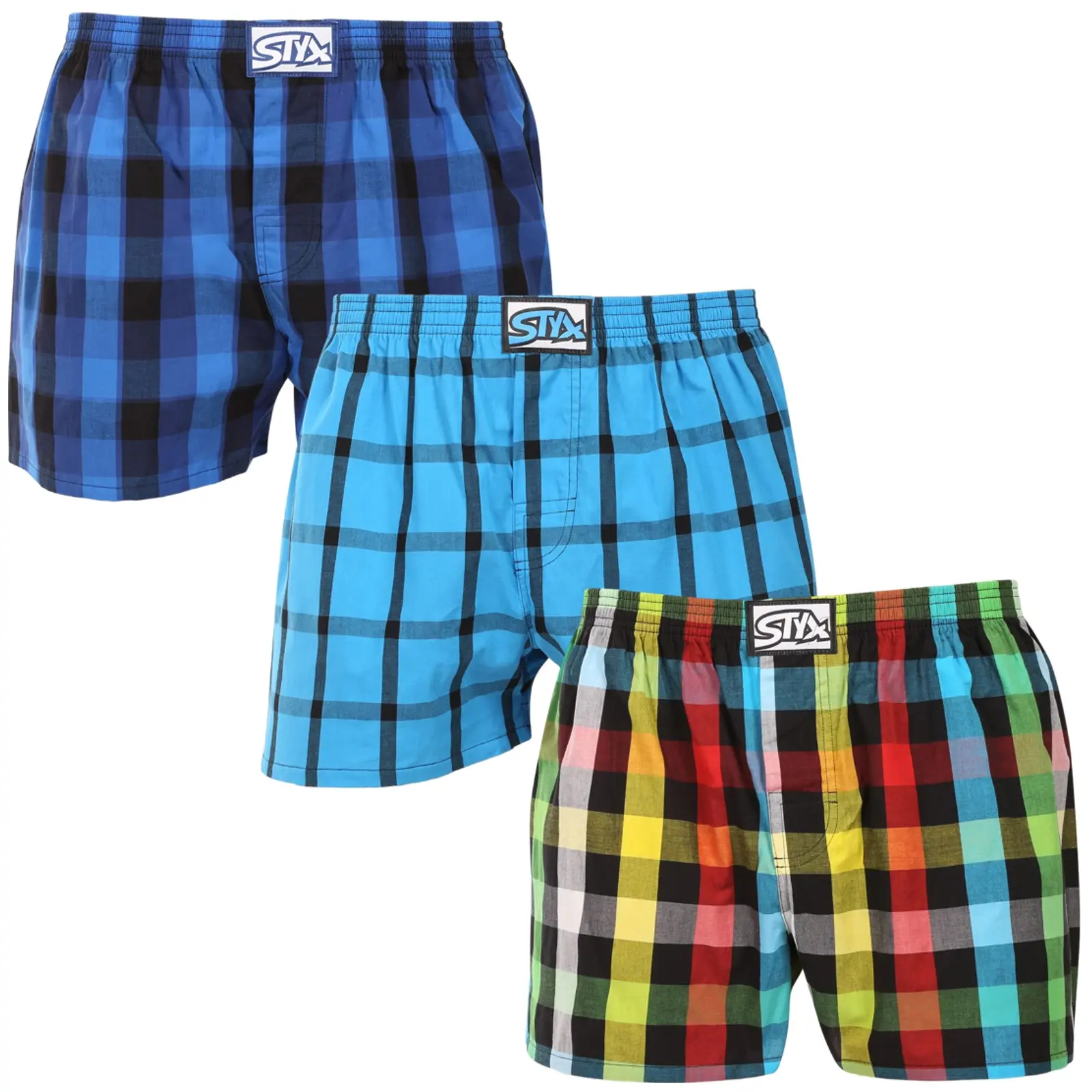 3PACK pánské trenky Styx klasická guma nadrozměr vícebarevné (3E010106) 4XL, trenýrky
