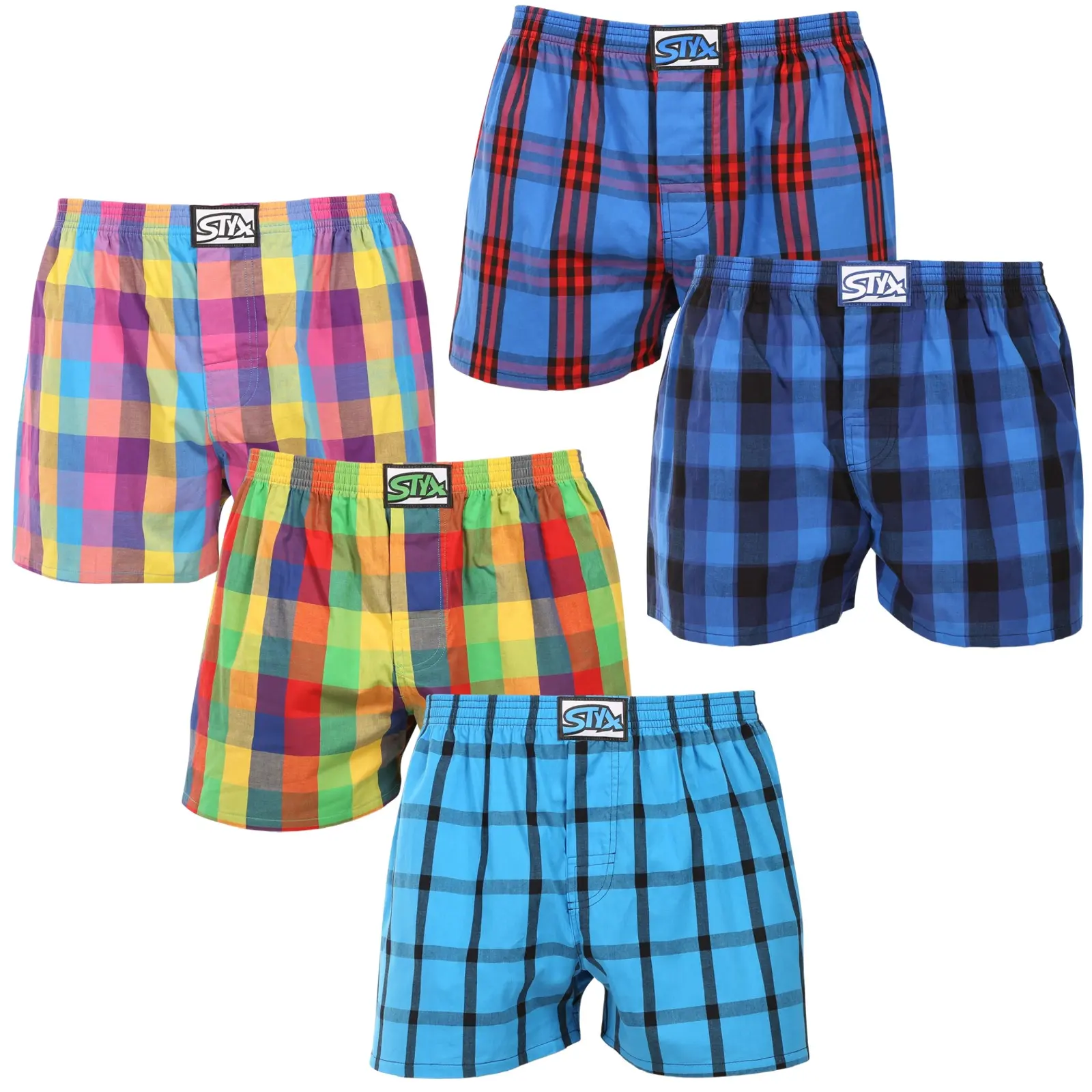 5PACK pánské trenky Styx klasická guma nadrozměr vícebarevné (5E0112345) 3XL, trenýrky