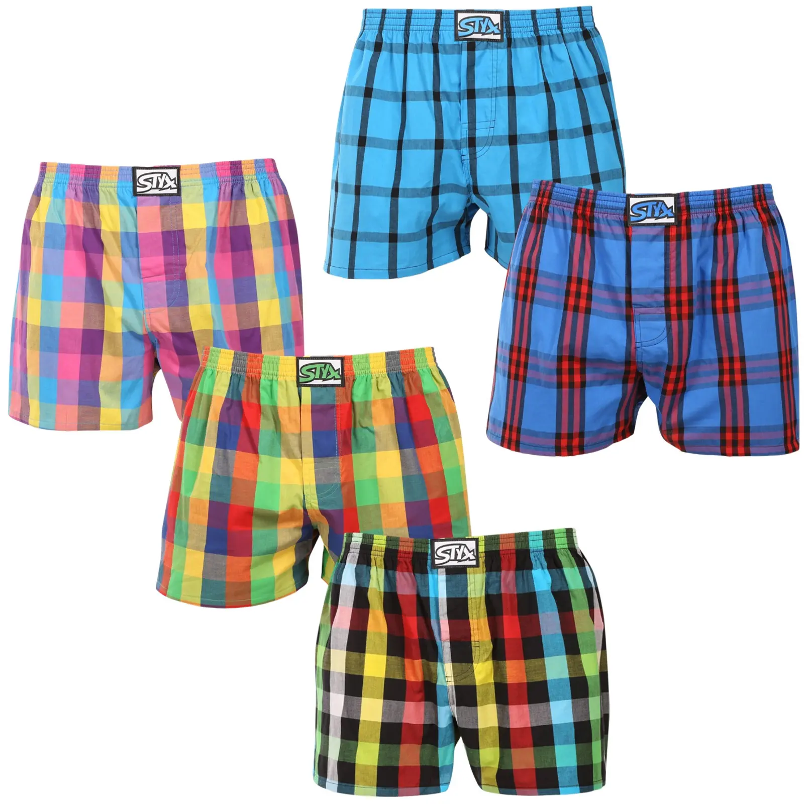5PACK pánské trenky Styx klasická guma nadrozměr vícebarevné (5E0112456) 3XL, trenýrky