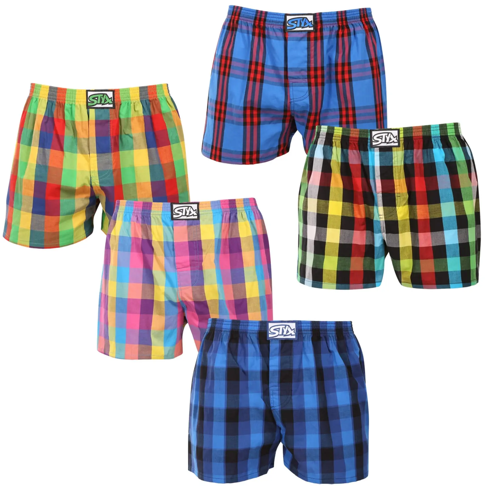 5PACK pánské trenky Styx klasická guma nadrozměr vícebarevné (5E0123456)