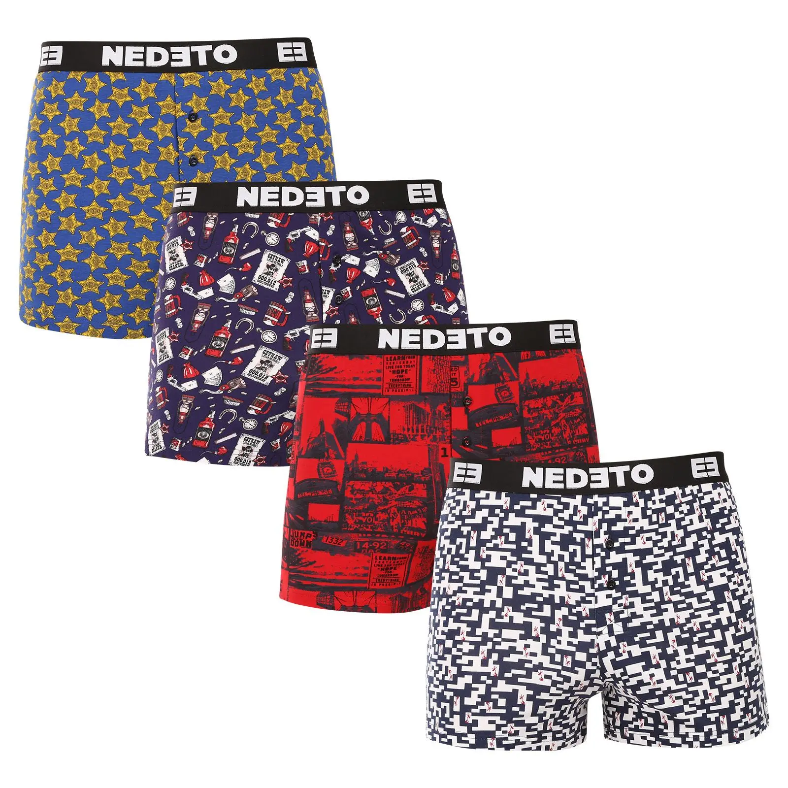 4PACK pánské trenky Nedeto vícebarevné (4NGV02)