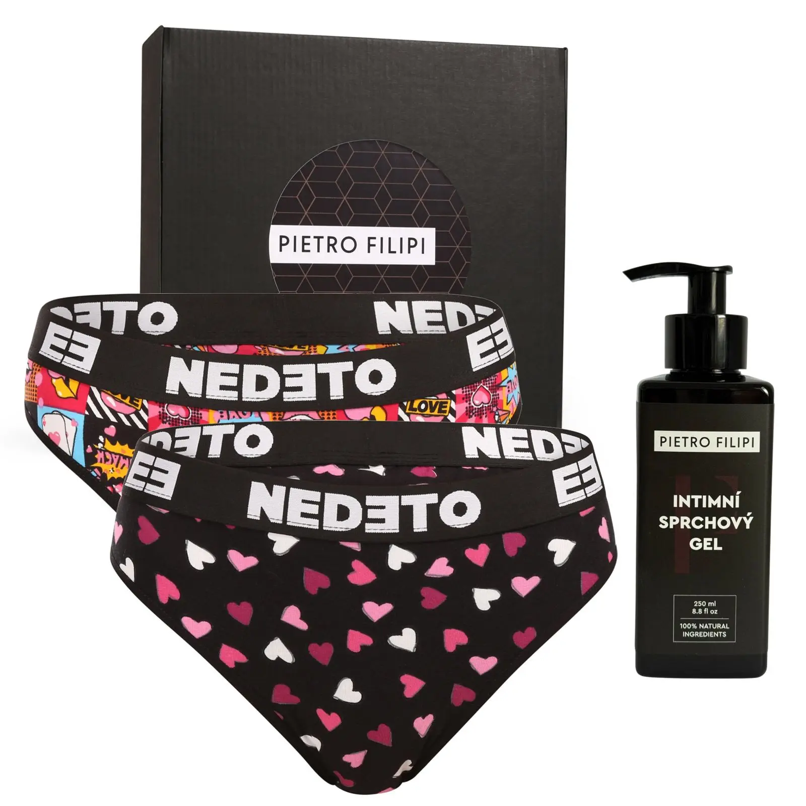 Dámská dárková sada 2PACK kalhotky Nedeto a intimní gel Pietro Filipi (3NPLIGL)