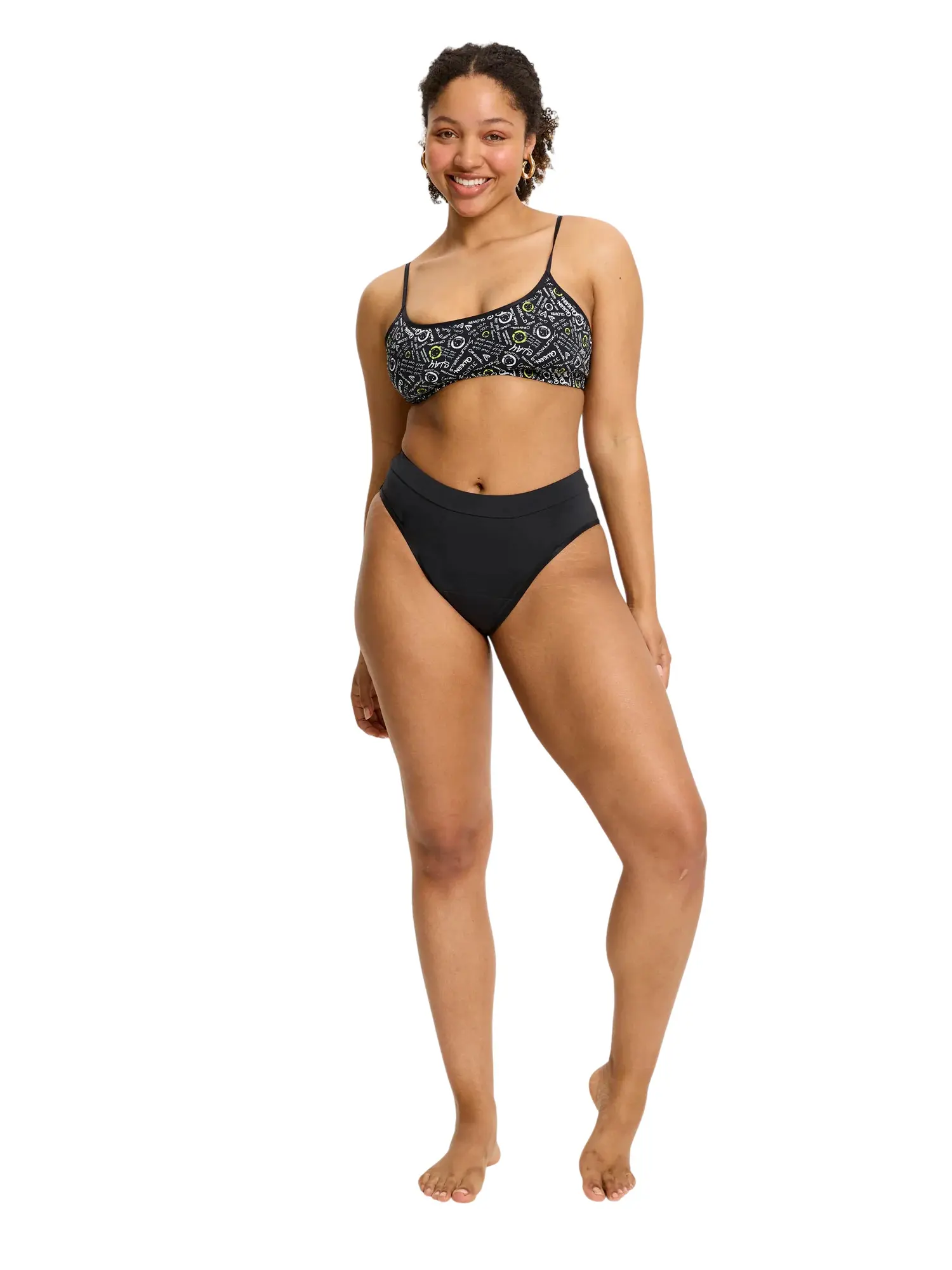 Menstruační kalhotky Modibodi Smileyworld Hi Waist Brief Super-Overnight Black (MKMSHWBSOB) XXL
