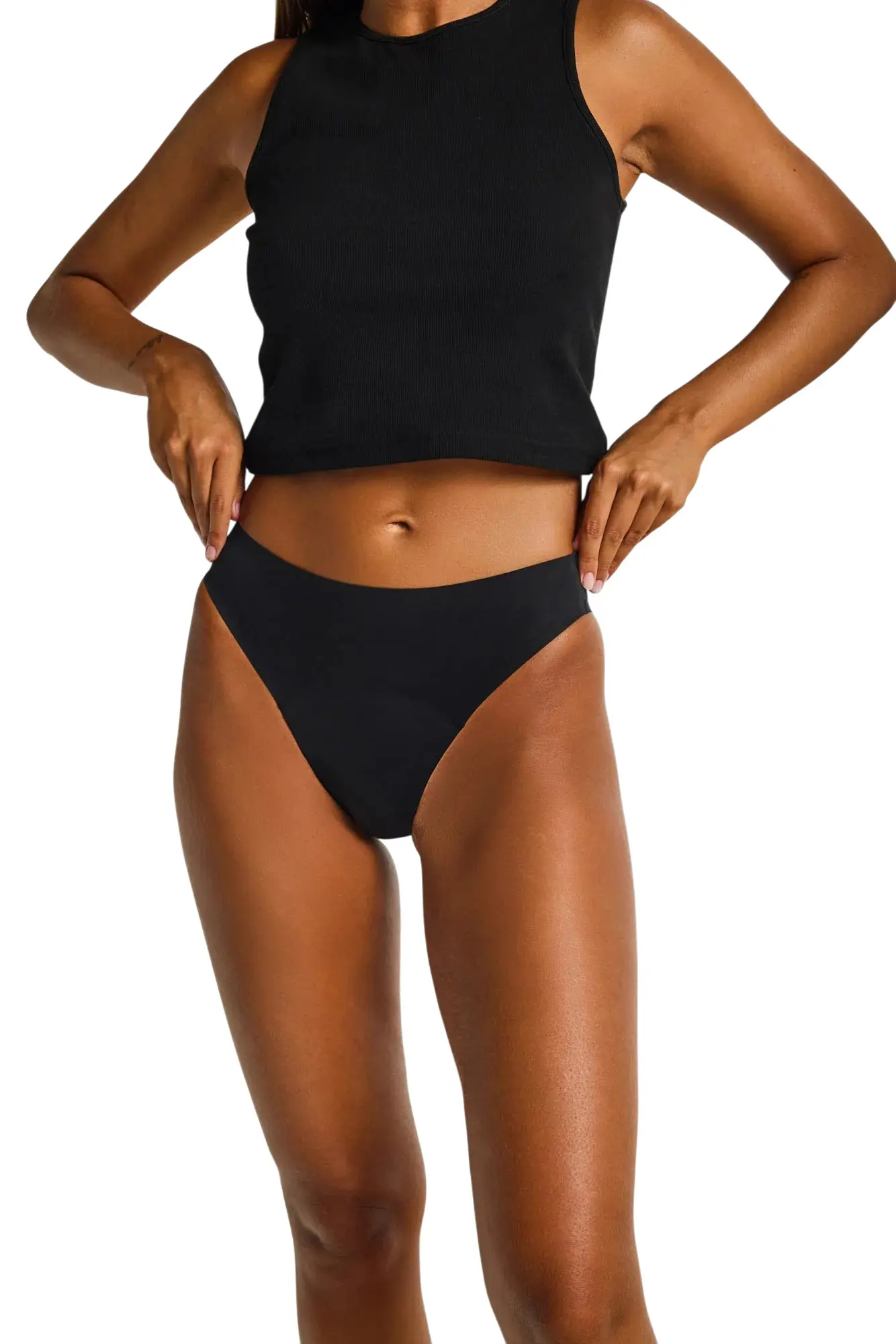 Menstruační kalhotky Modibodi Seamfree Hi Waist Cheeky Moderate Black (MKMSHWCMB)