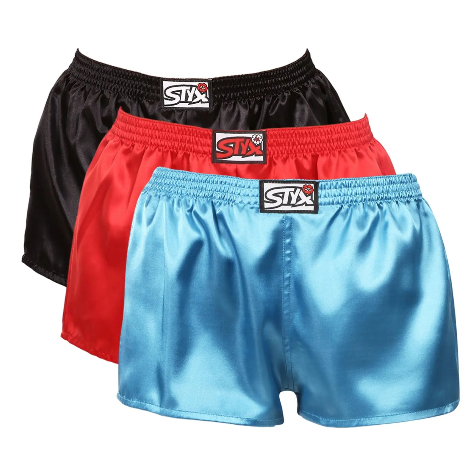 3PACK dámské trenky Styx klasická guma saténové vícebarevné (3L06307) S, trenýrky