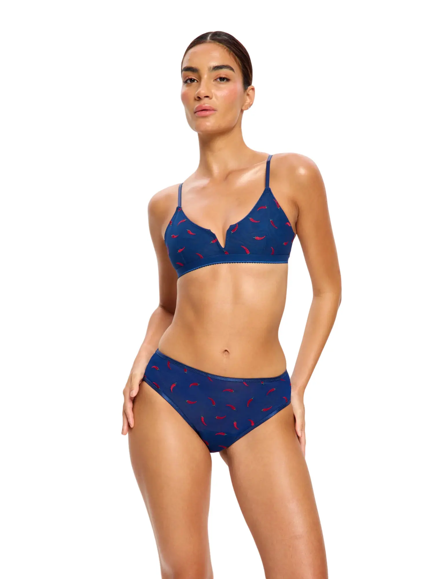 Menstruační kalhotky Modibodi lntimates V Day Hi Waist Brief Moderate Navy Chilli (DKMISDHWB)