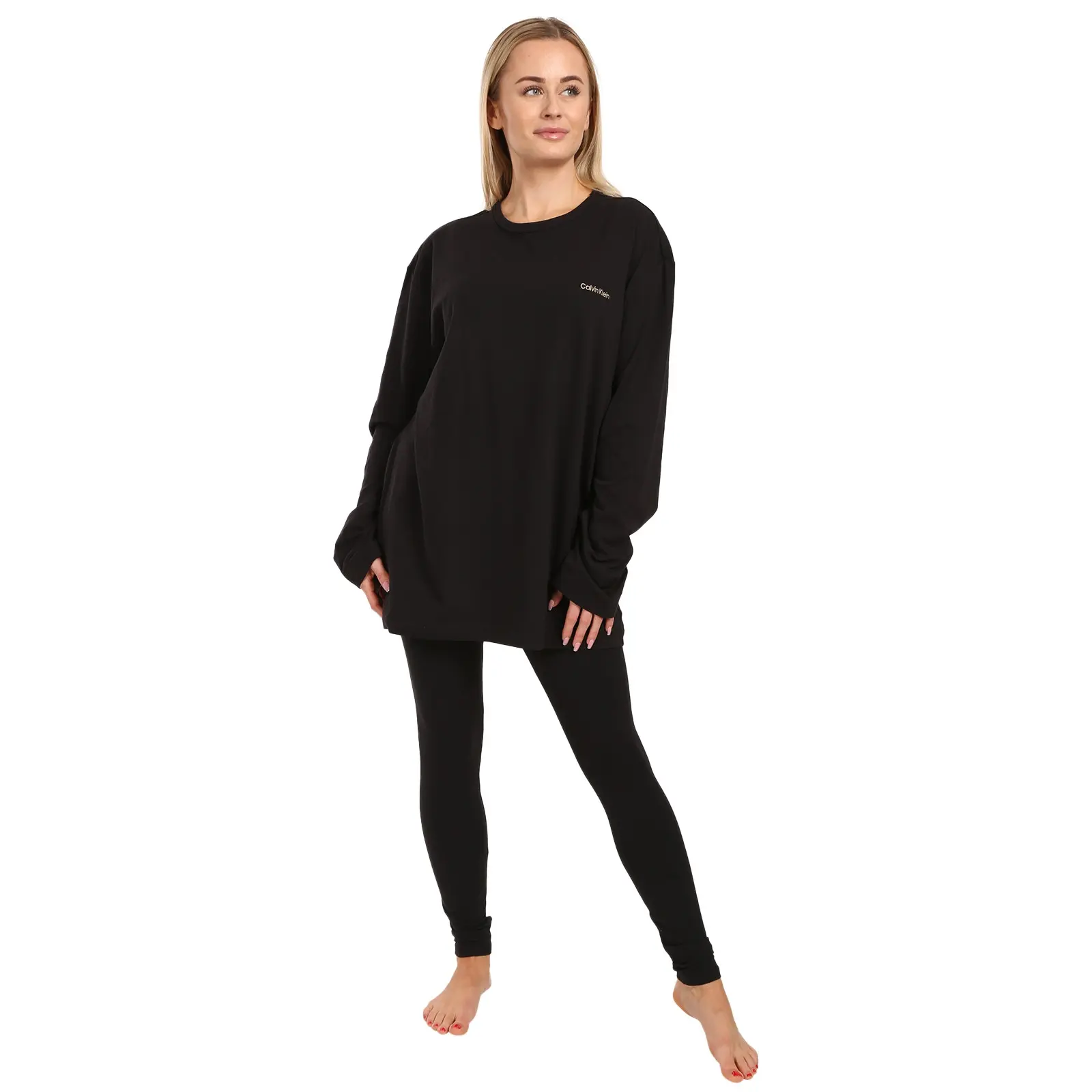 Poškozený obal - Dámské pyžamo Calvin Klein černé (QS7046E-UB1)